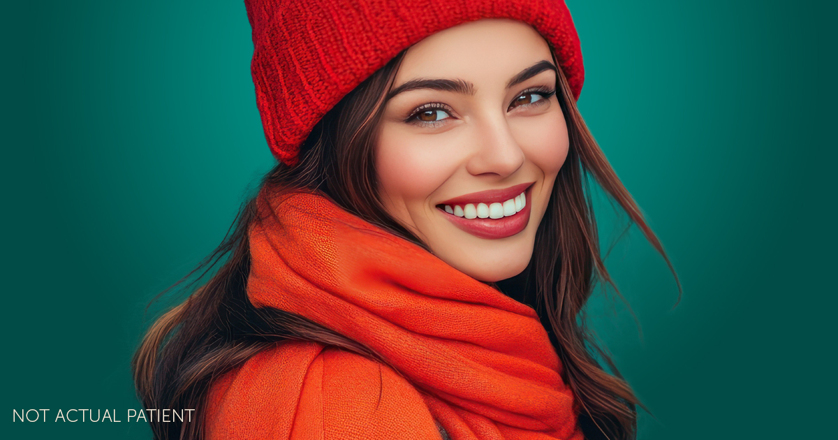 An advertisement image for fall specials at Southeastern Plastic Surgery, P.A.. The image features a smiling woman in fall leaves.